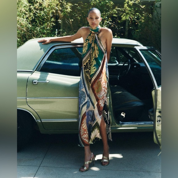 Zara Halter Neck Print Dress. New With Tags. - Picture 3 of 7